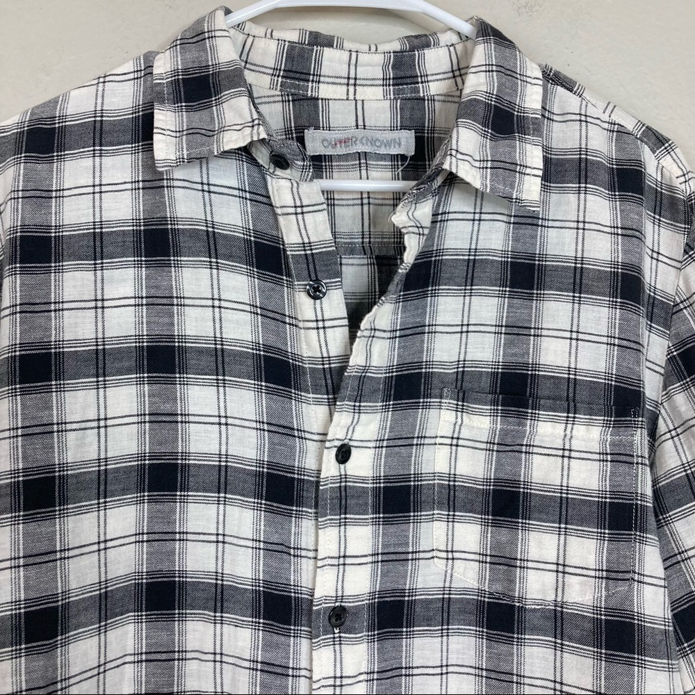 Outerknown Men’s Highline L/S Shirt in Black and White Plaid - Picture 4 of 8